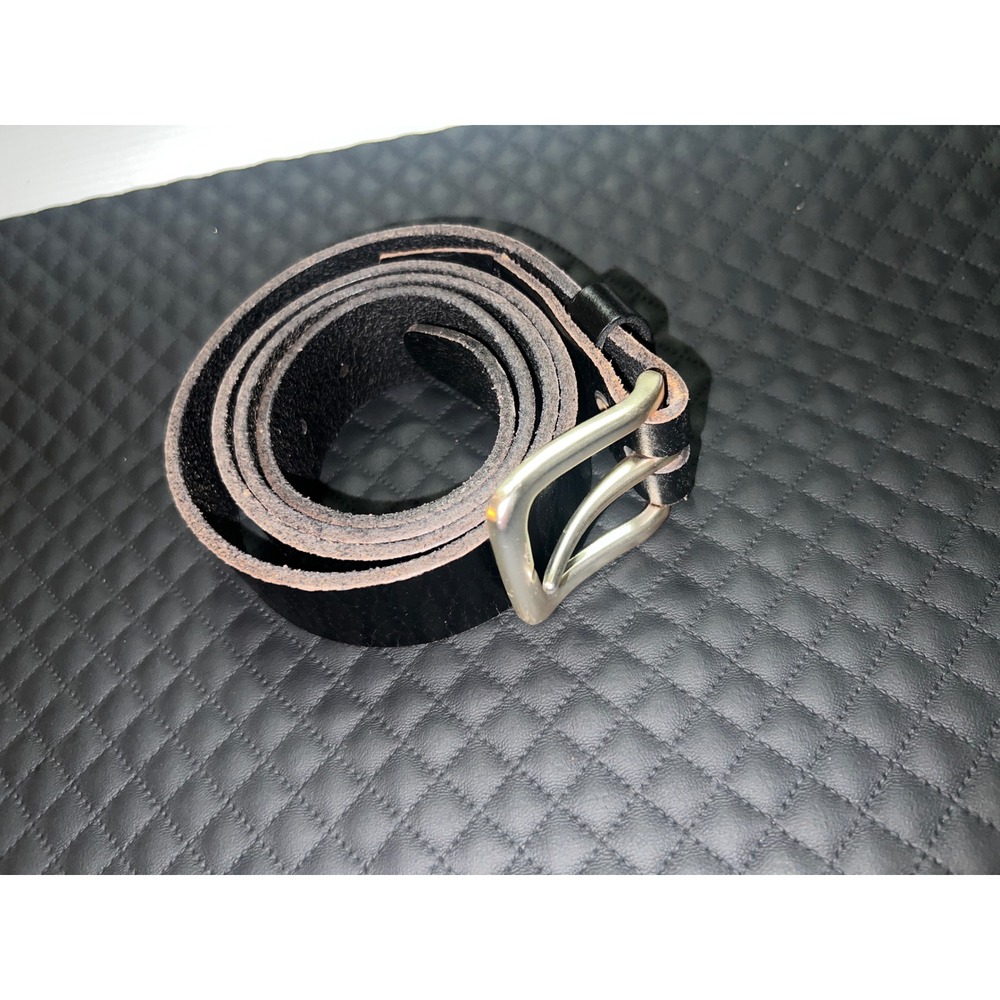 Will Leather Goods Black Genuine Leather Belt Mens 42 Silver Buckle 60336 NEW